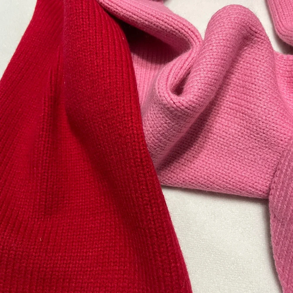 Kate Spade New York Colorblock‎ Pom Pom Scarf Wool Blend Knit Muffler Whimsy Fun